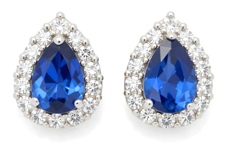 Gorgeous Pear Cut Sapphire and Diamond Earrings